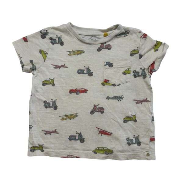 MINI BODEN All Over Print T-shirt in Multi Cars Print Size 3-4 Years White Plane - Picture 1 of 4